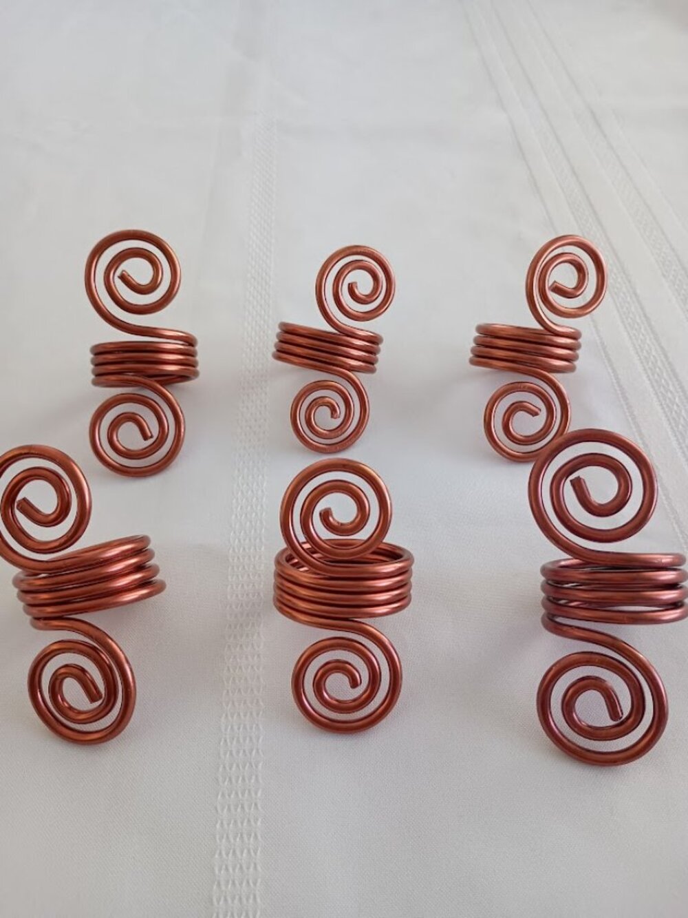 Set of 6 Spiral Copper Napkin Rings